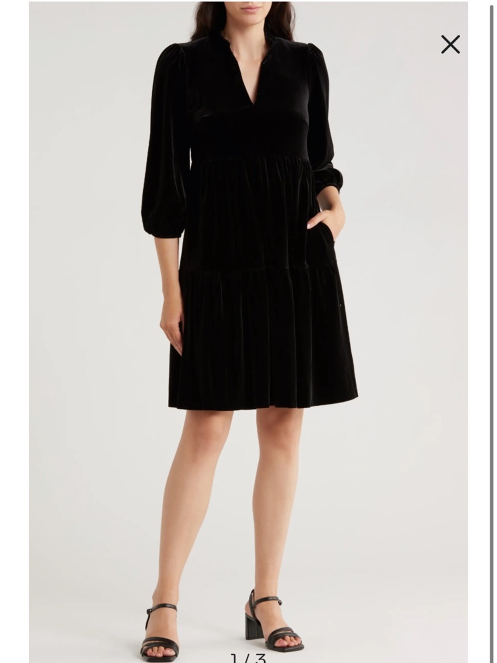 Vince Camuto- Velvet Tiered V-Neck Mini Dress- size 6